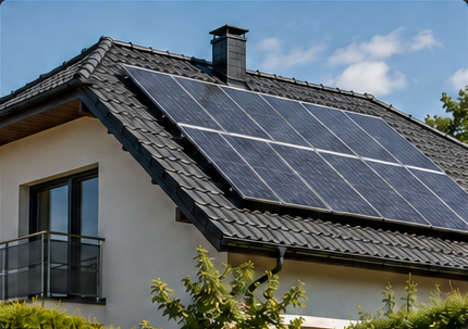 Fotovoltaické panely na střeše rodinného domu